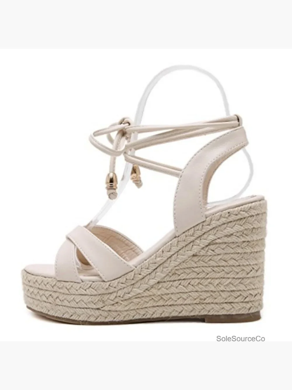Jute-rope Wedge Heel Summer Sandals Lace Up Platforms